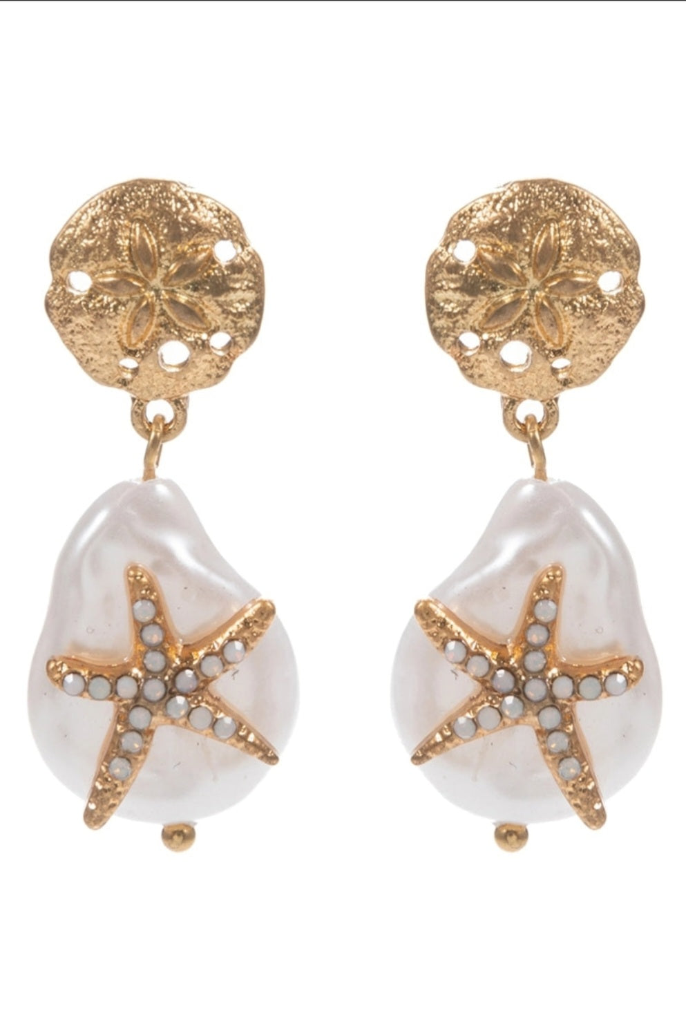 Sealife Vintage Pearl Starfish Post Earring