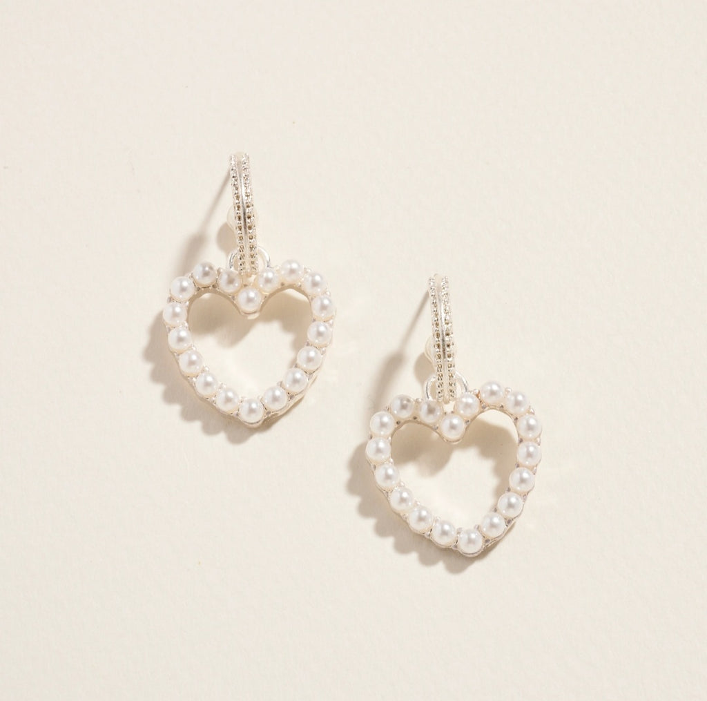 Vintage Metal Pearl Hoop Earrings