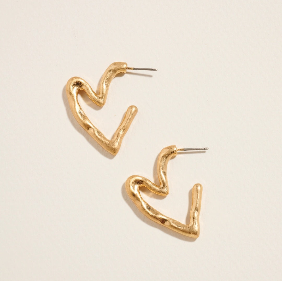 Heart Vinatge Metal Hoop Earrings