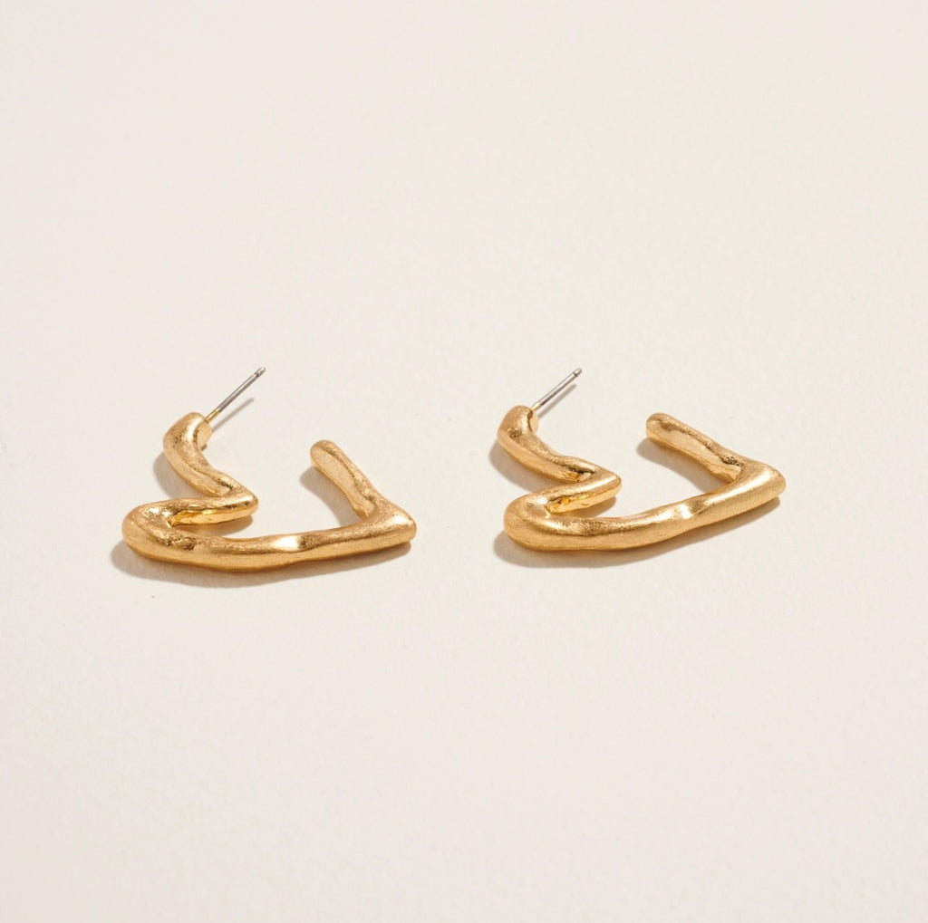 Heart Vinatge Metal Hoop Earrings