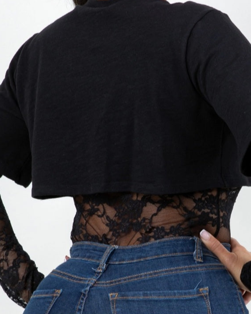 COTTON TOP WITH INNER LACE BODYSUIT