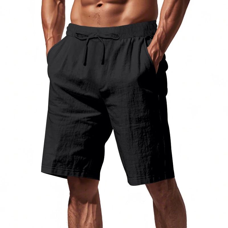 Men's Pants Loose Casual Linen Solid Color Shorts
