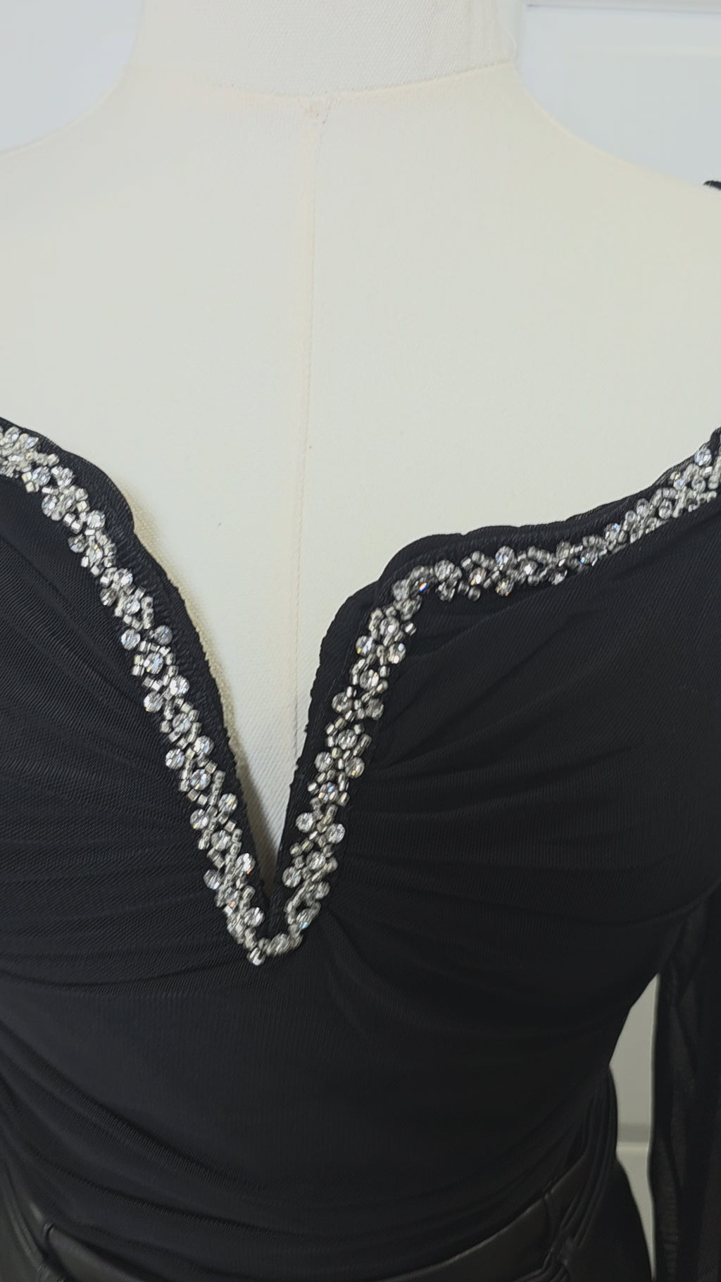 Midnight Glam Rhinestone Mesh Top