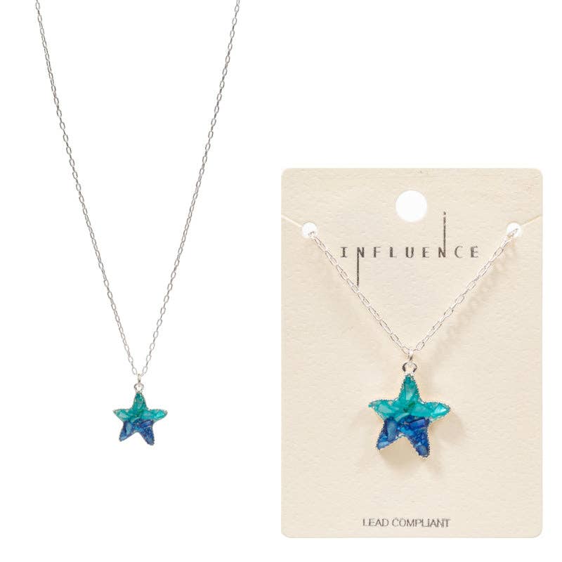 Starfish Chip Shell Summer Sea Life Short Necklace