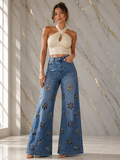 Bloom Cutout Wide-Leg Denim Jeans