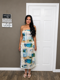 Santorini Breeze Strapless Midi Dress