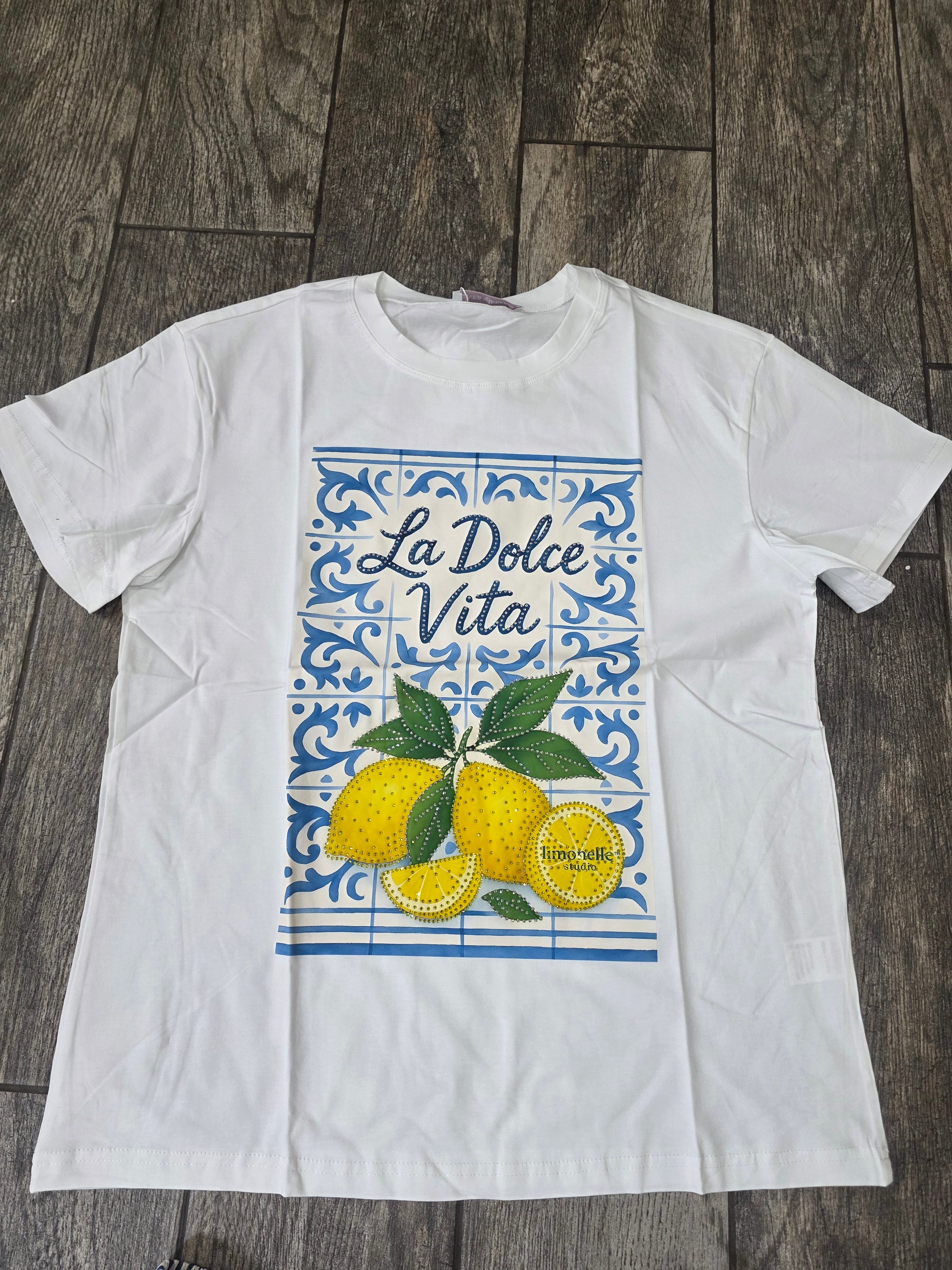 La Dolce Vita Lemon Rhinestone Tee