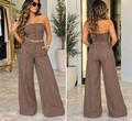Mocha Muse Two-Piece Wide-Leg Set