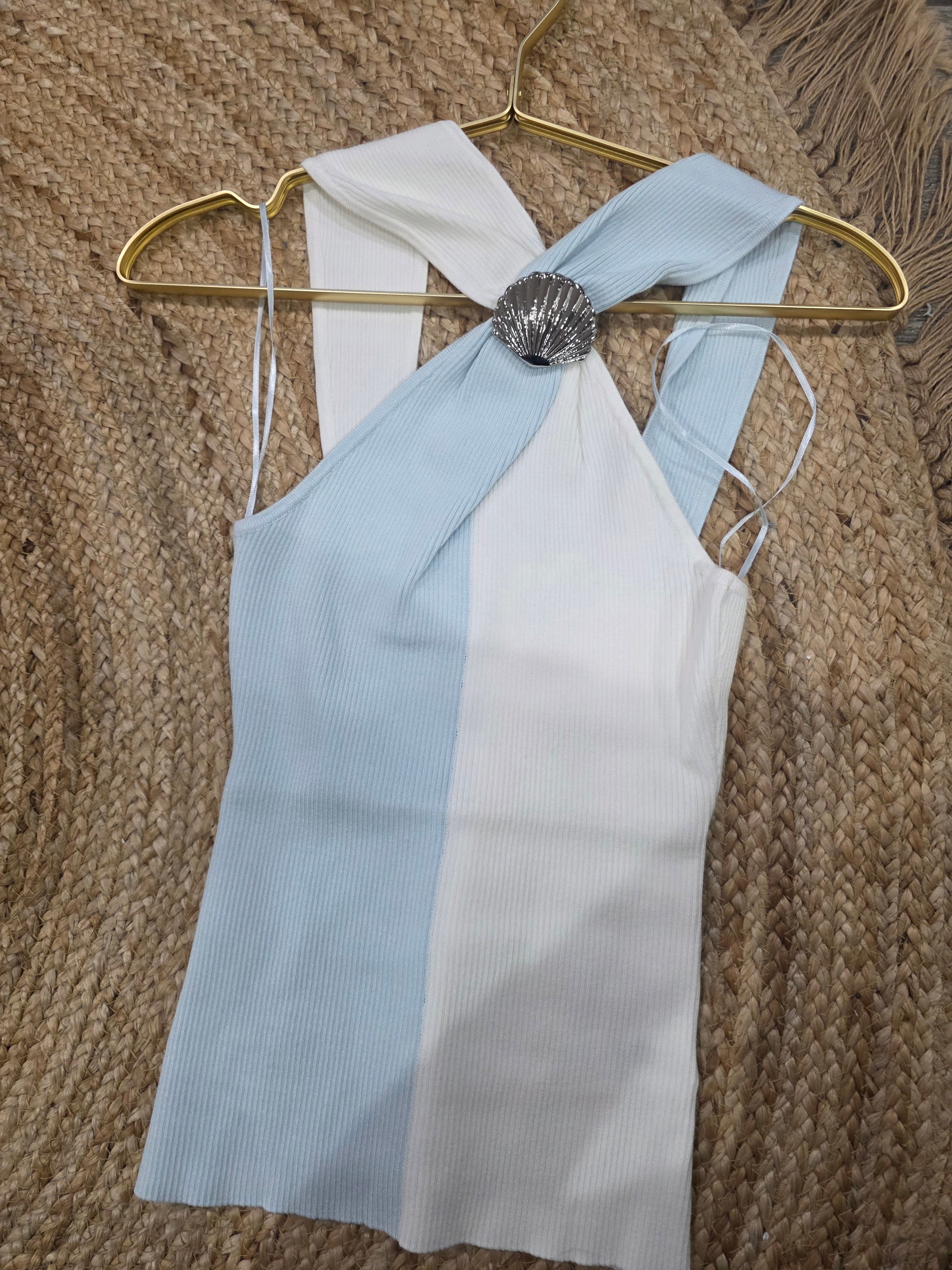 Coastal Muse Shell Halter Top
