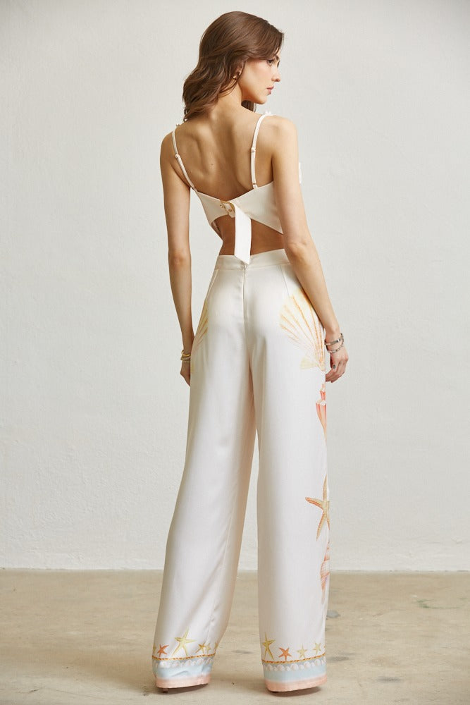 Coastal Seashell Satin Two-Piece Set
