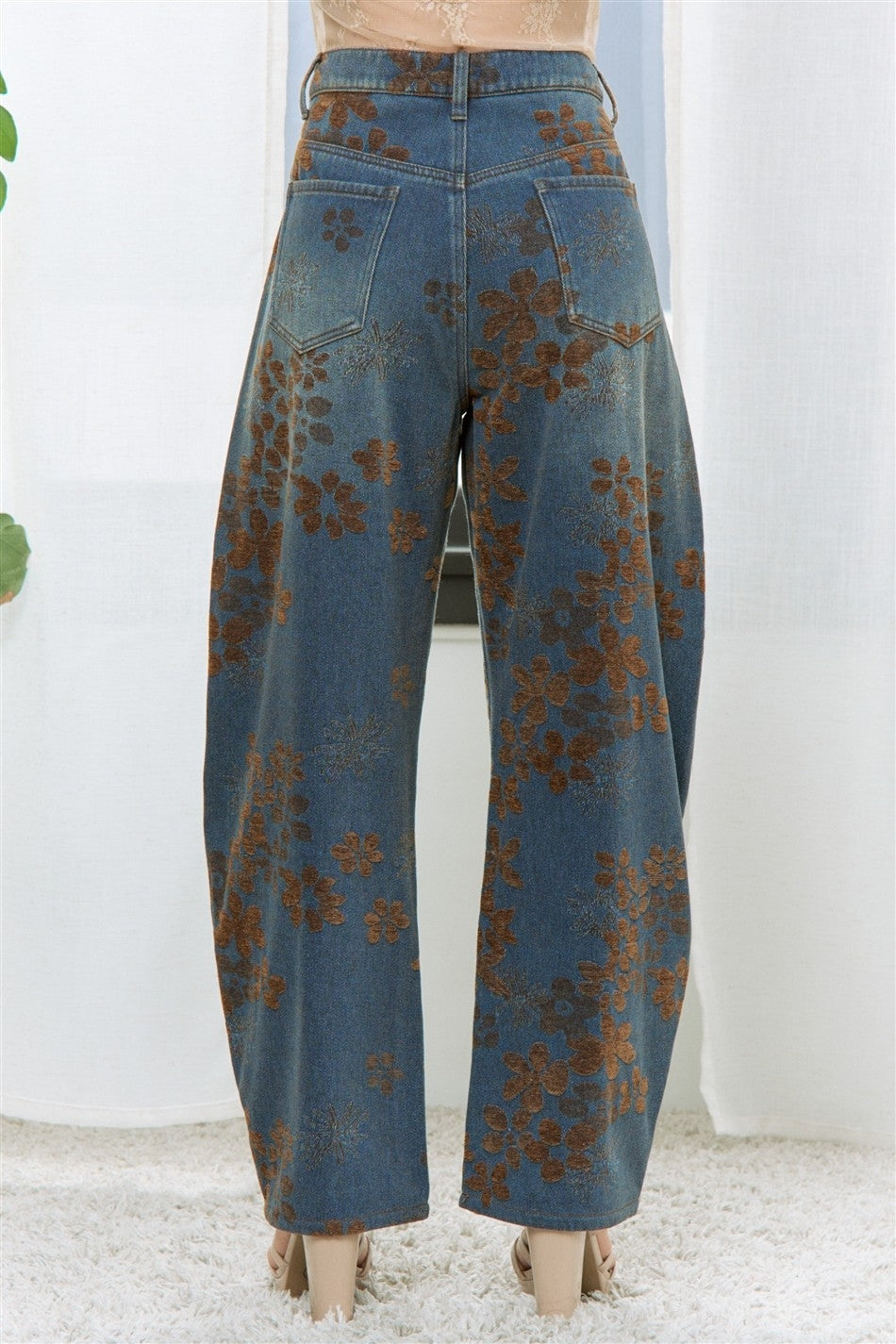 Autumn Bloom Barrel Jeans