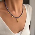 Coastal  Blue Beaded Fish Necklace
