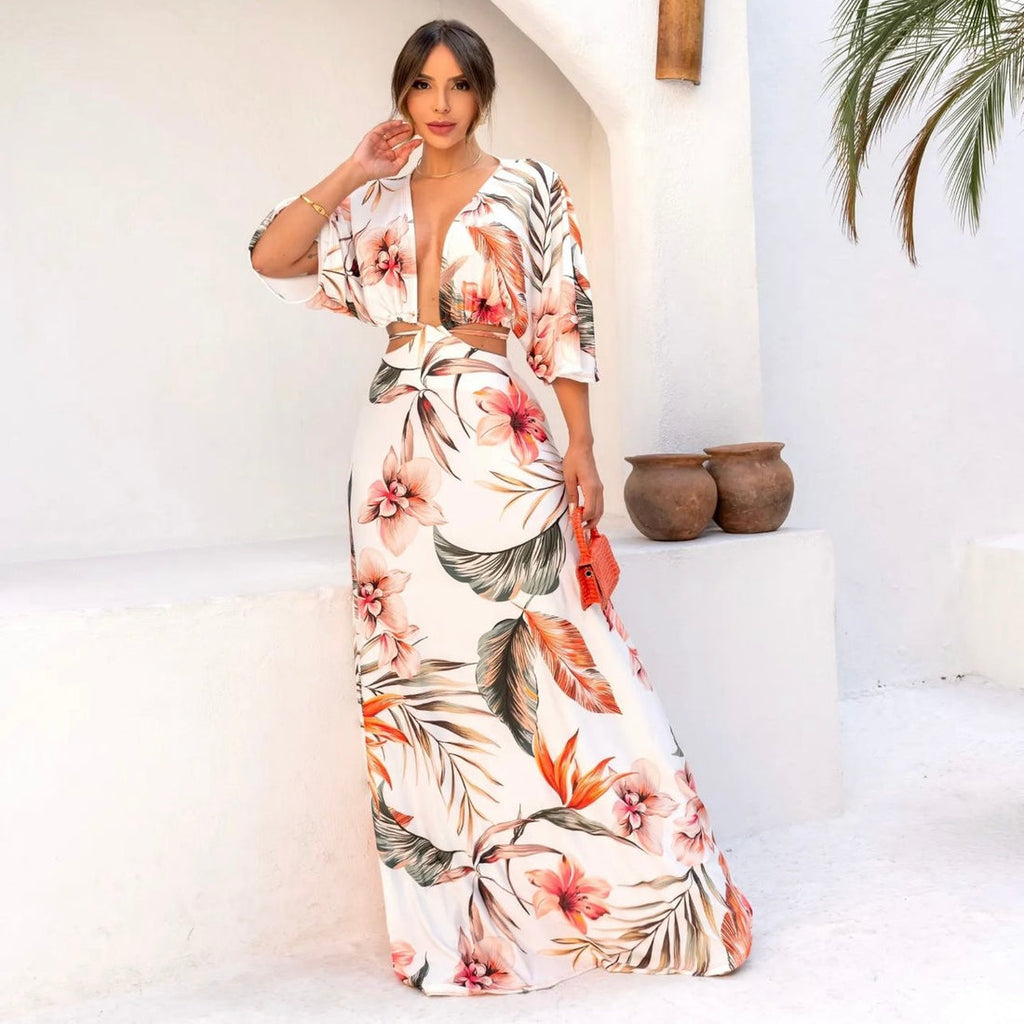 Island Bloom Cutout Maxi Dress