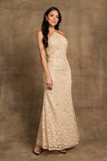 Champagne SeaShell Halter Maxi Dress