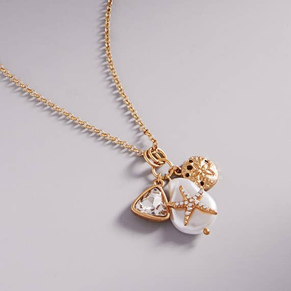 Sealife Vintage Pearl Charm Short Necklace