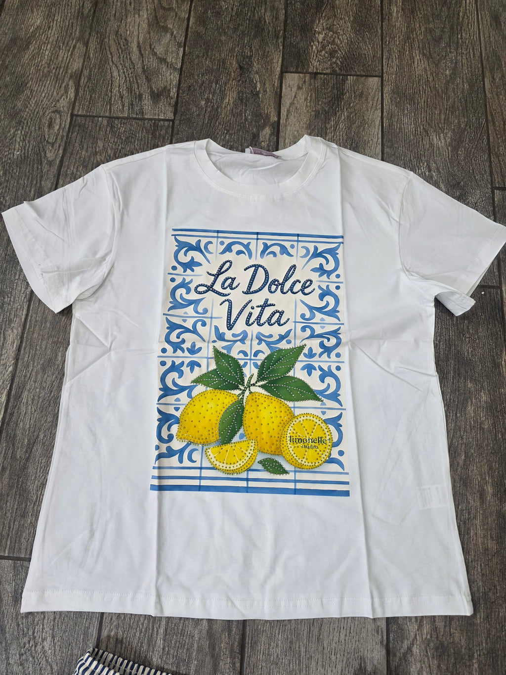 La Dolce Vita Lemon Rhinestone Tee