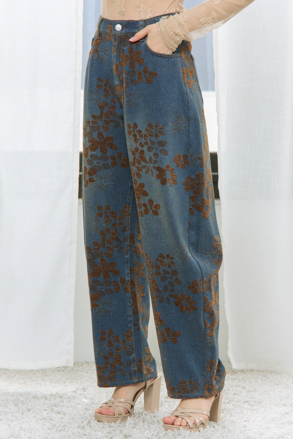 Autumn Bloom Barrel Jeans