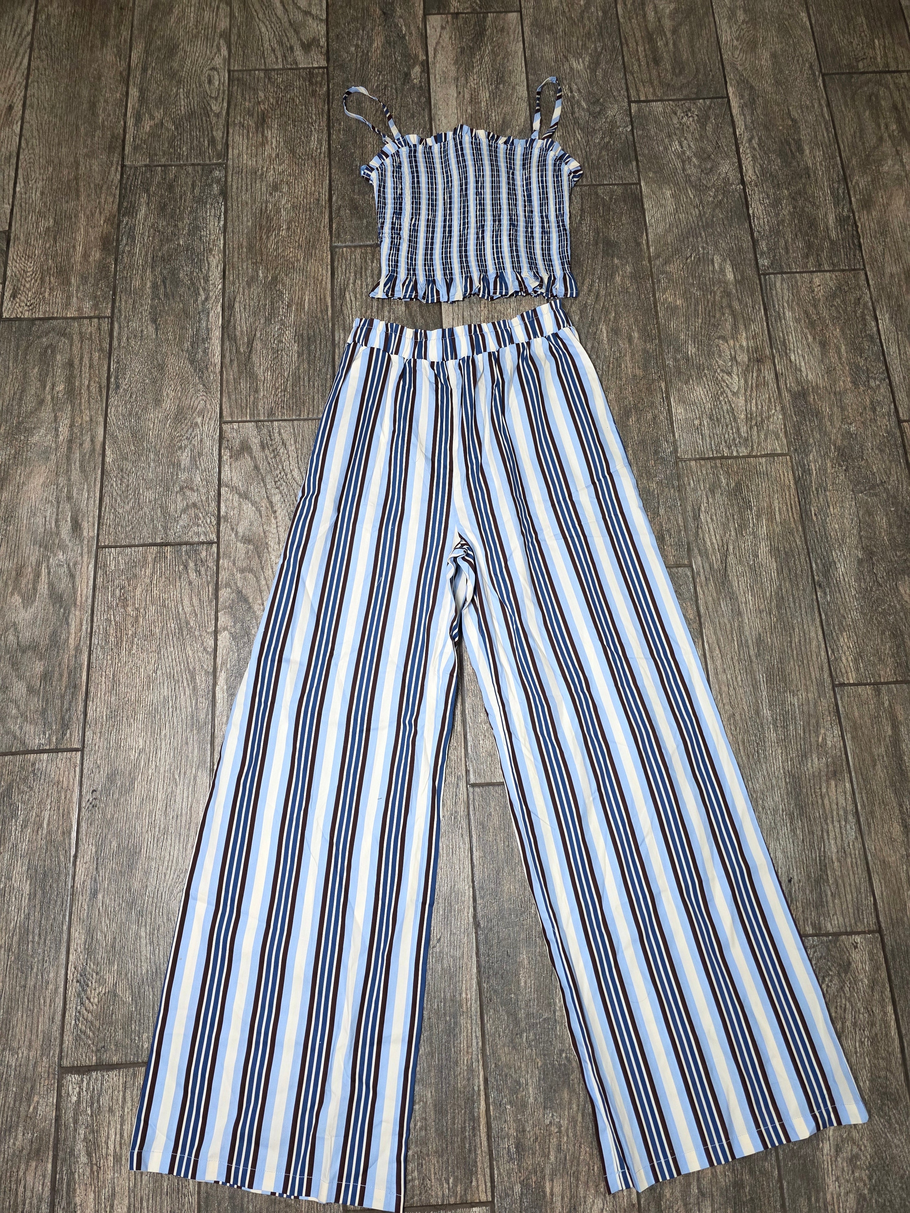 Blue Horizon Stripe Lounge Set
