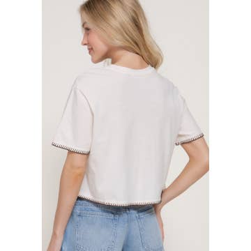 Palm Paradise Crochet Trim Tee
