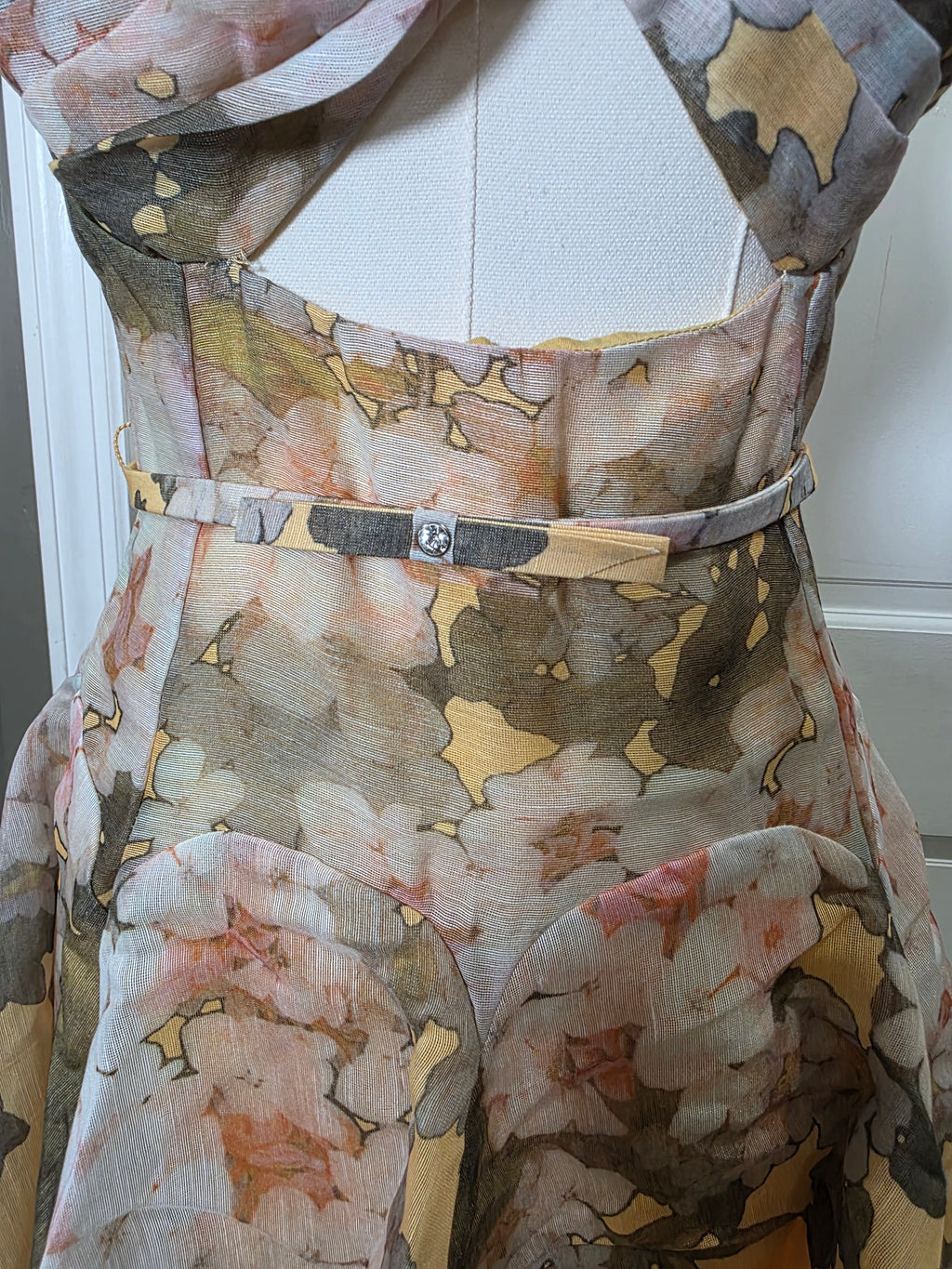 Golden Bloom Floral Fit & Flare Dress