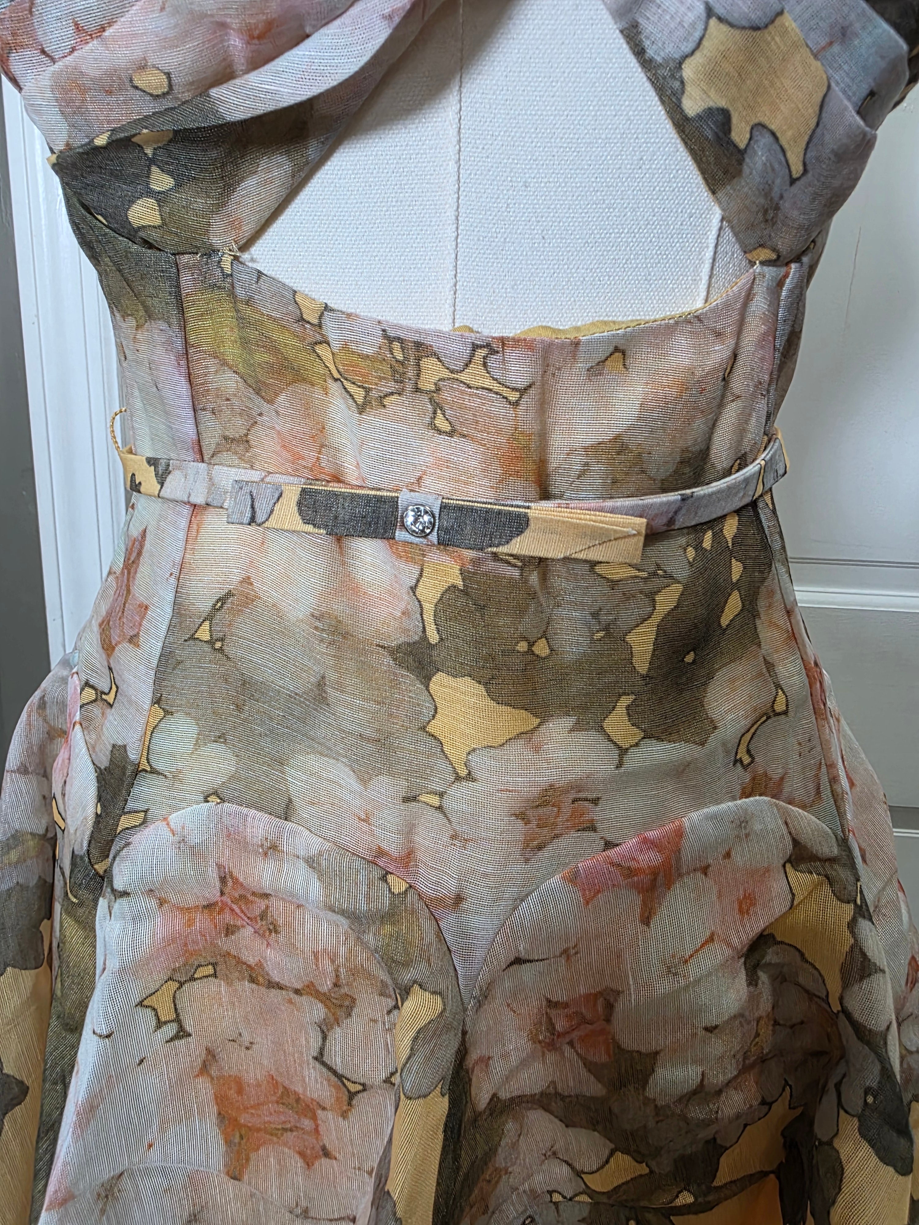 Golden Bloom Floral Fit & Flare Dress