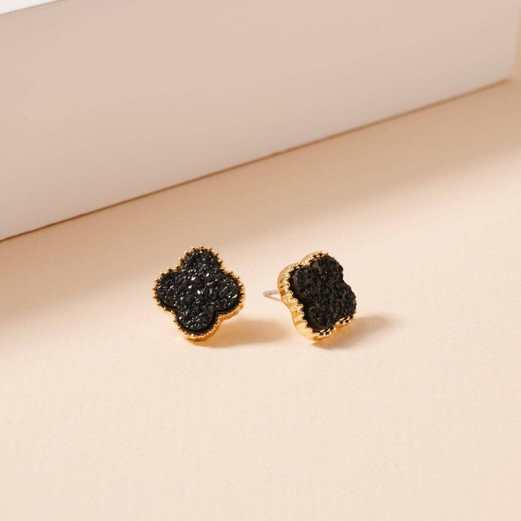 Mini Druzy Flower Stud Earrings