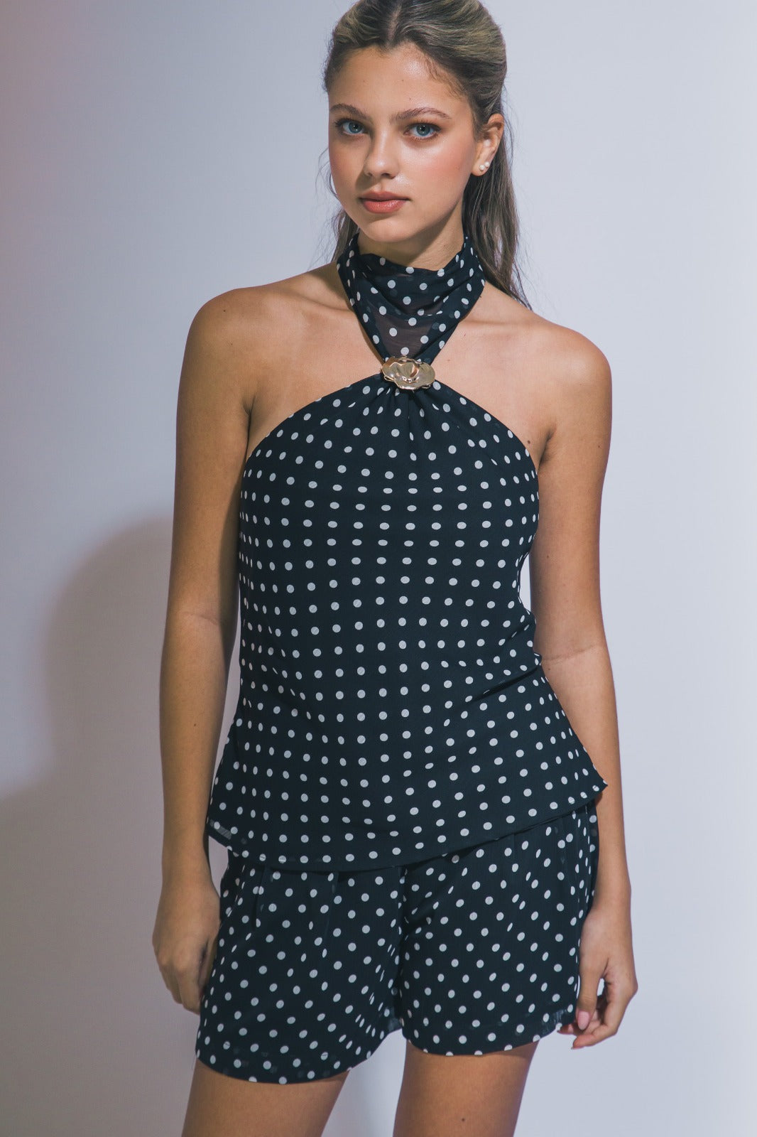 Midnight Riviera Polka Dot Halter Set
