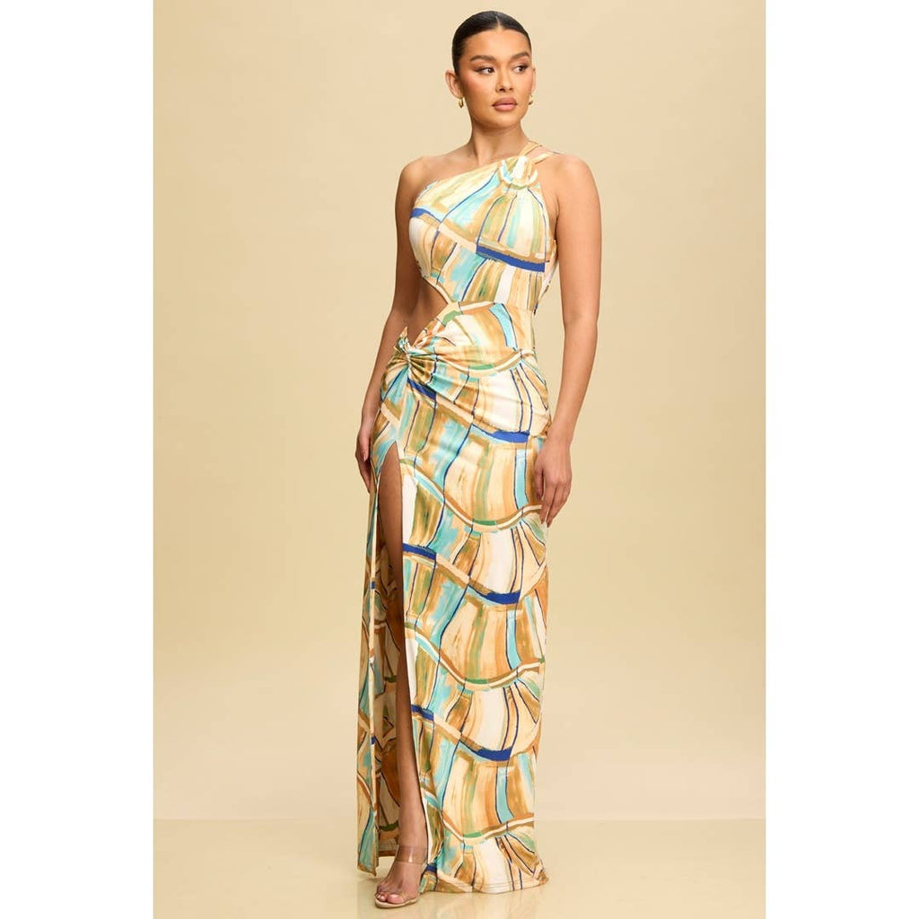 Amalfi Breeze One-Shoulder Maxi Dress