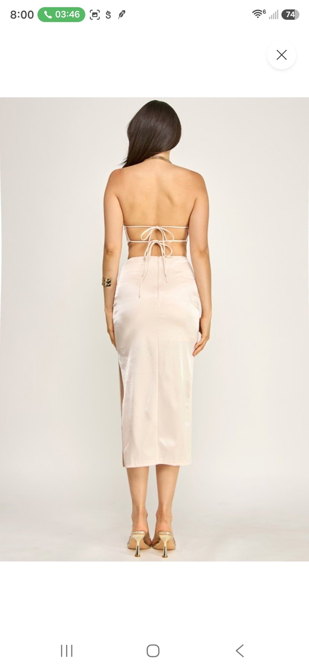 Ivory Luxe Open-Back Midi Dress