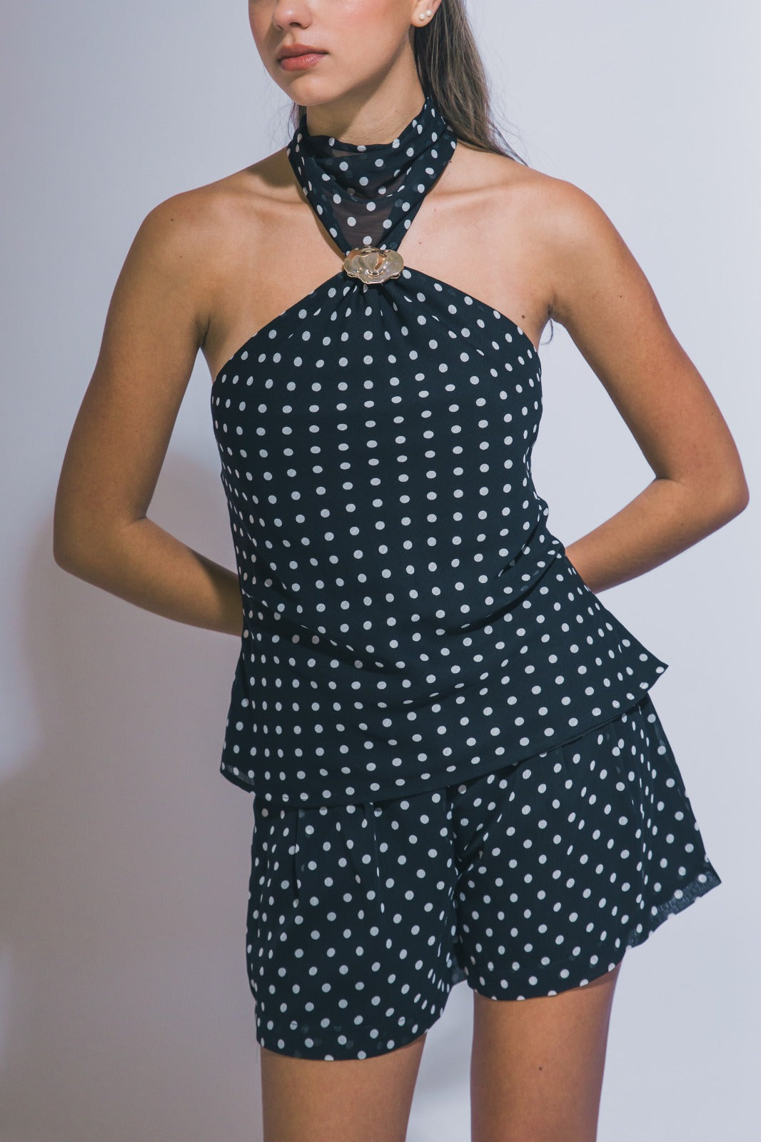Midnight Riviera Polka Dot Halter Set