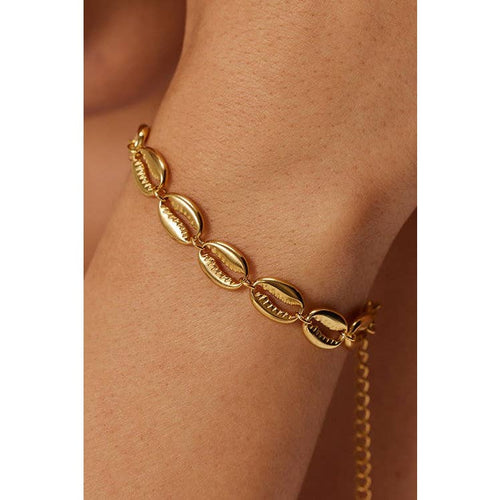 18K Gold Plated Stainless Steel Cowrie Shell Bracelet