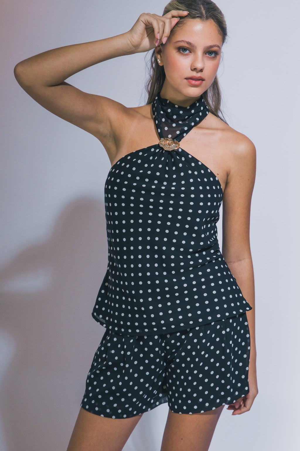 Midnight Riviera Polka Dot Halter Set