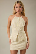Halter Neck Button Front Top