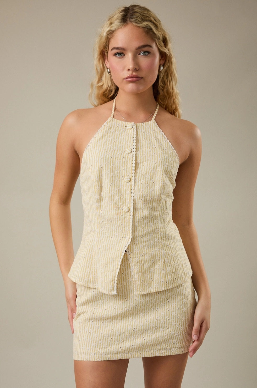 Halter Neck Button Front Top