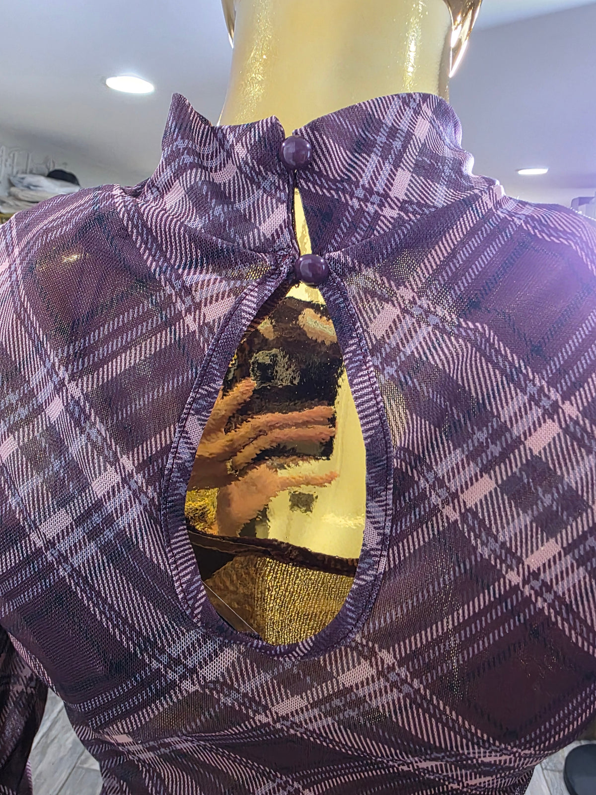 Plaid Mock Neck Top