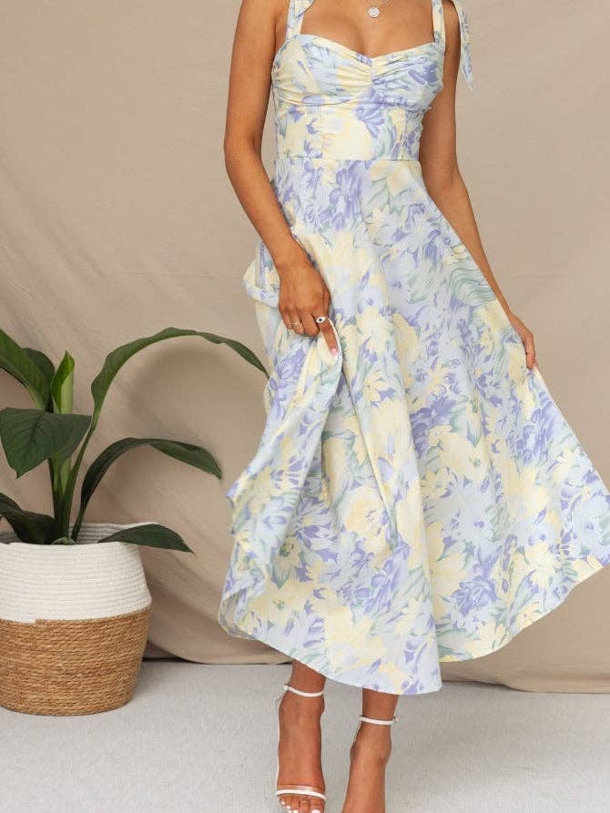 Soft Bloom Breeze Midi Dress
