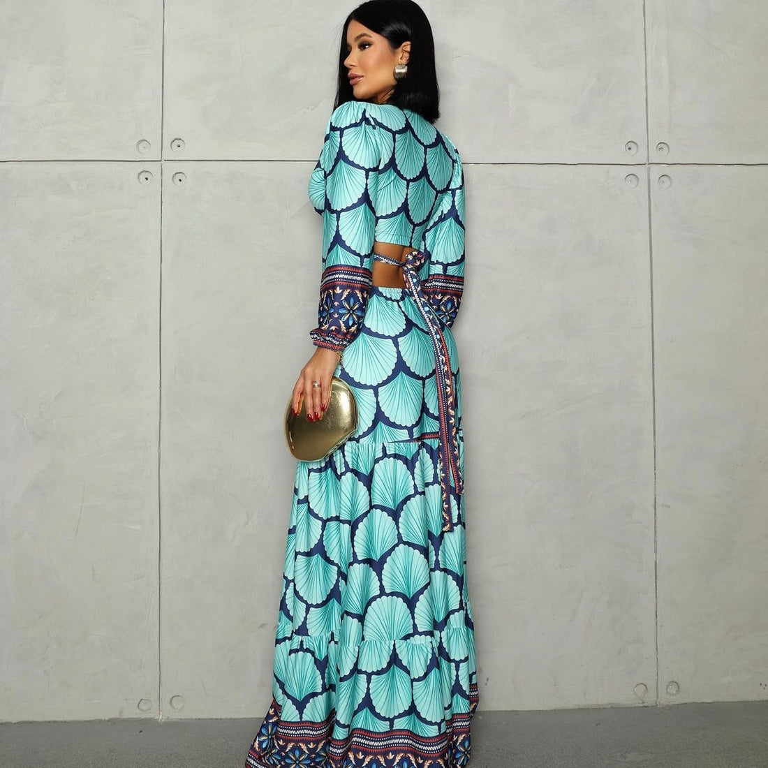 Ocean Goddess Cutout Maxi Dress