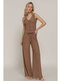 Mocha Coast Wide-Leg Lounge Set