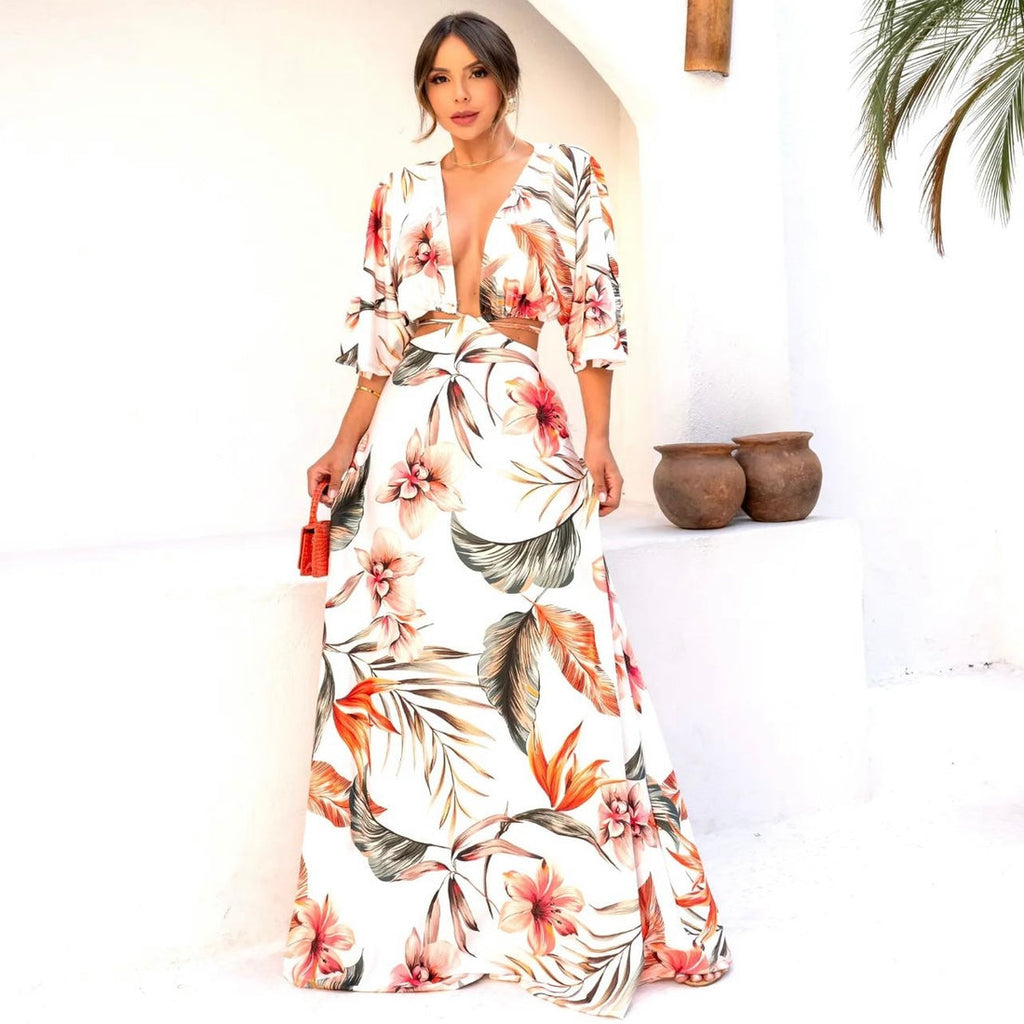 Island Bloom Cutout Maxi Dress