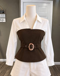 Chocolate Belted Corset Top