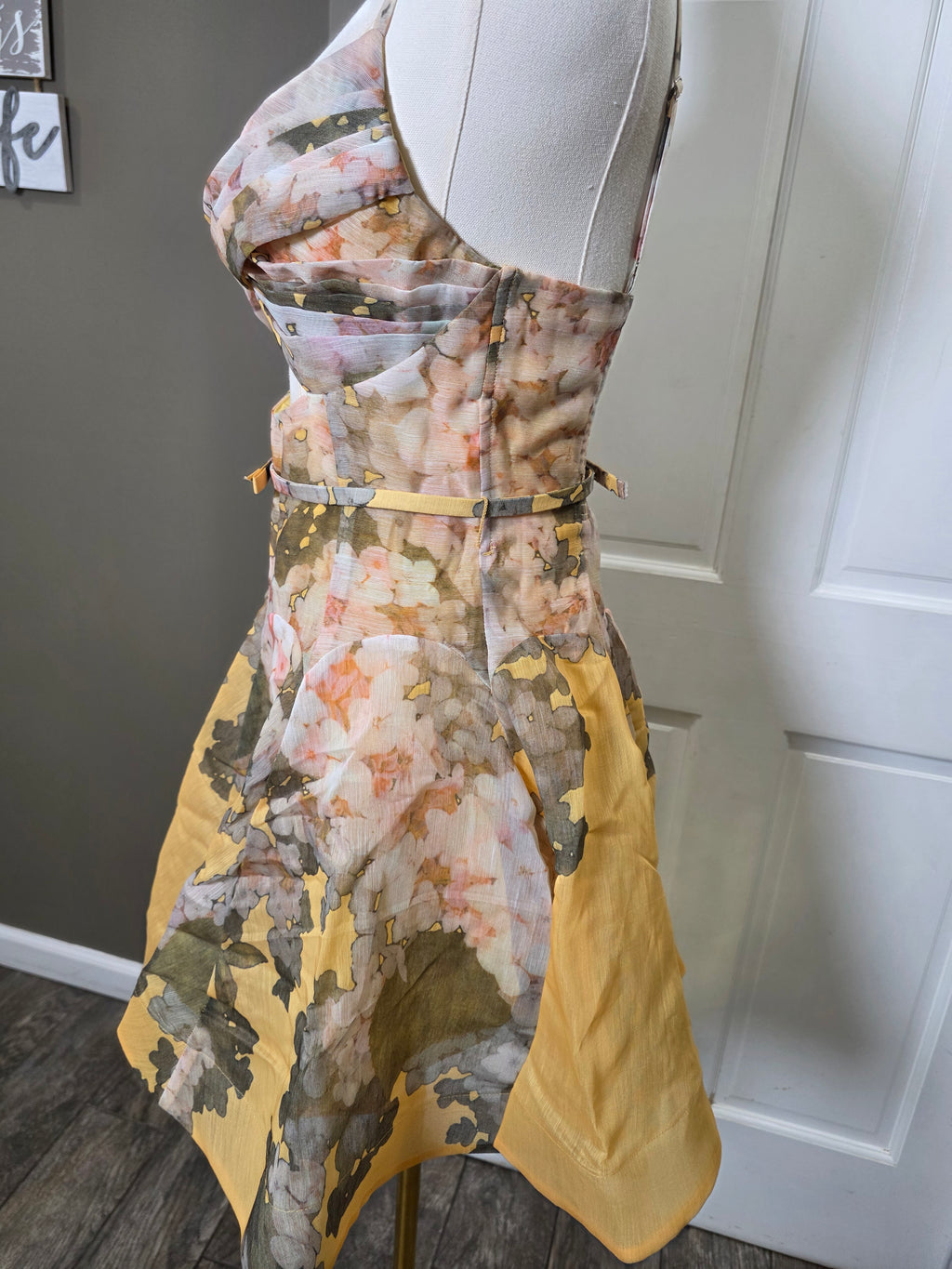 Golden Bloom Floral Fit & Flare Dress