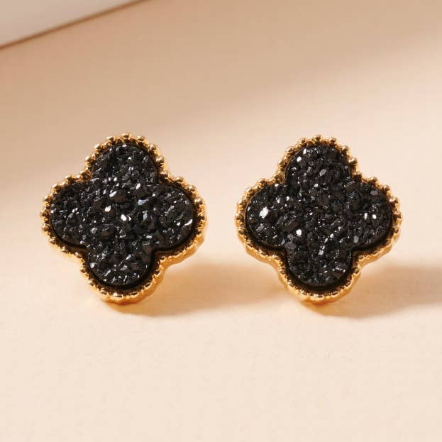 Mini Druzy Flower Stud Earrings