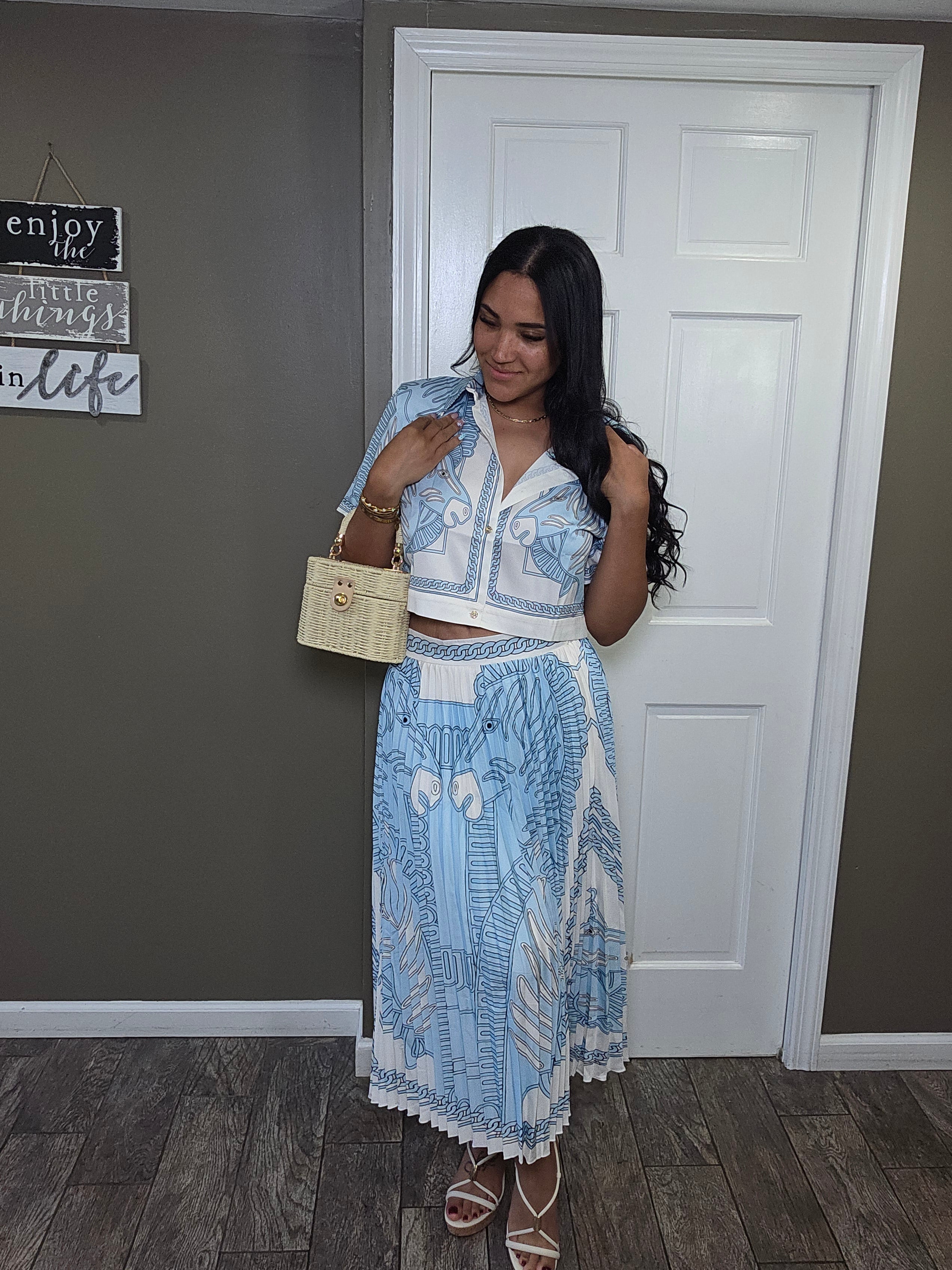 Capri Coast Pleated Set