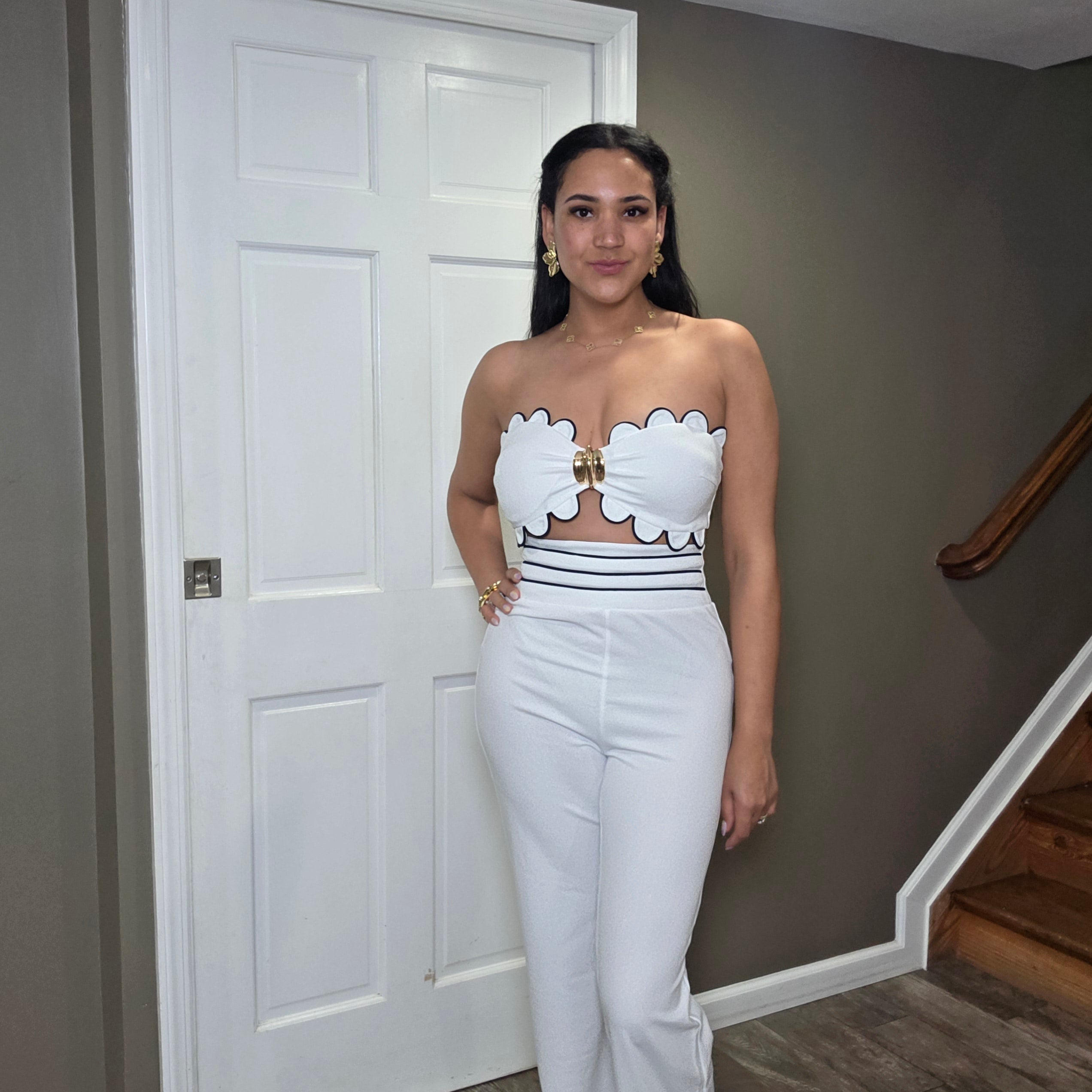 Bubble Flower Top Two Piece Set