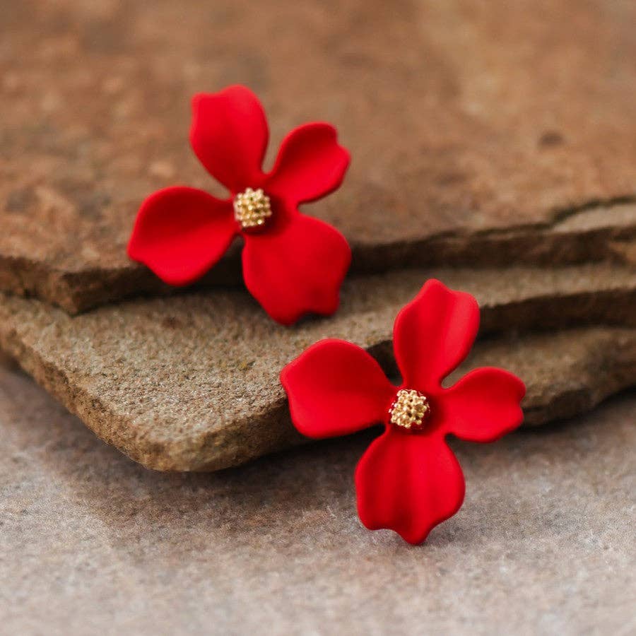 Scarlet Bloom Floral Earrings