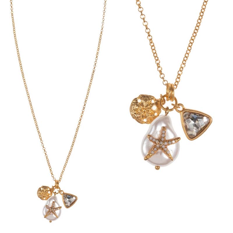 Sealife Vintage Pearl Charm Short Necklace