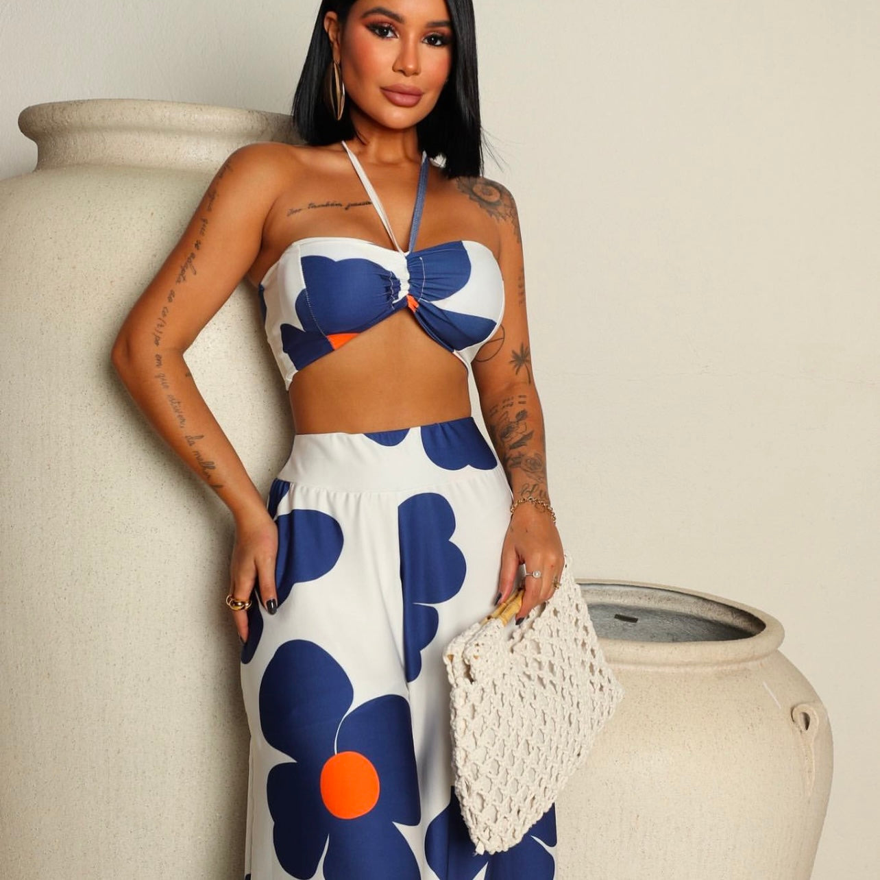 Coastal Bloom Two-Piece Pant Set