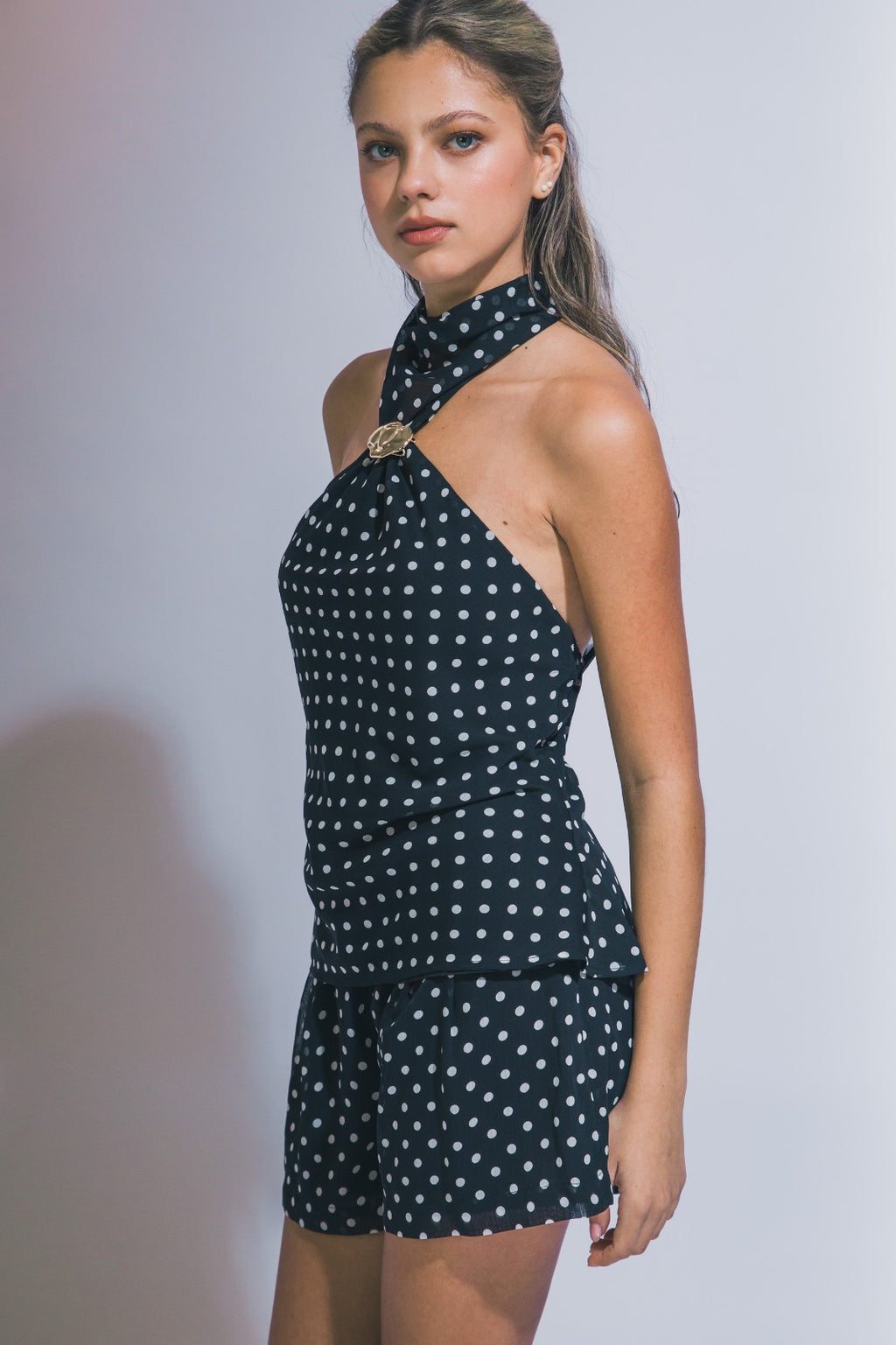 Midnight Riviera Polka Dot Halter Set