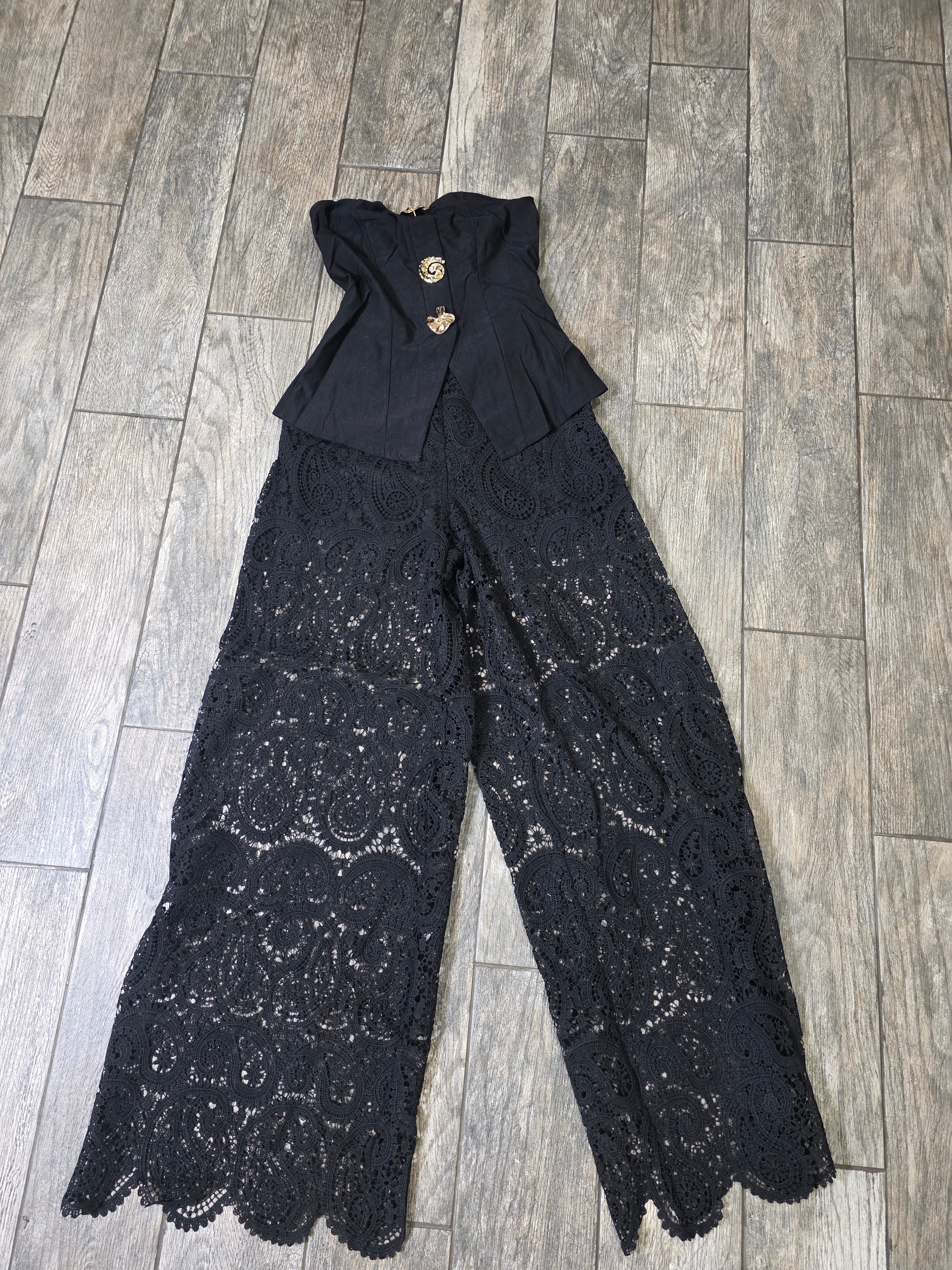 Black Pearl Lace Jumpsuit