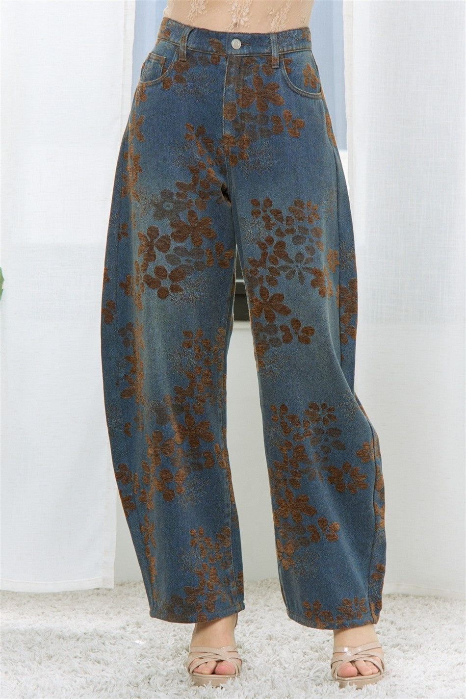 Autumn Bloom Barrel Jeans